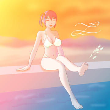 Practice Coloring Sunset Pool