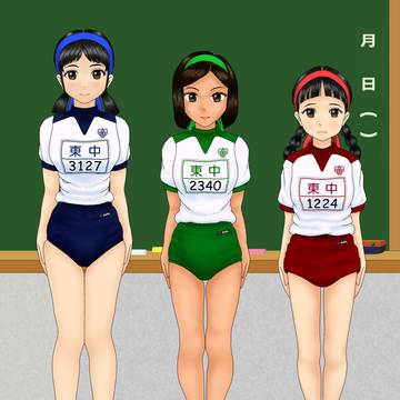 中学体操服、学年色です