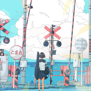 「海の踏切」なイラスト