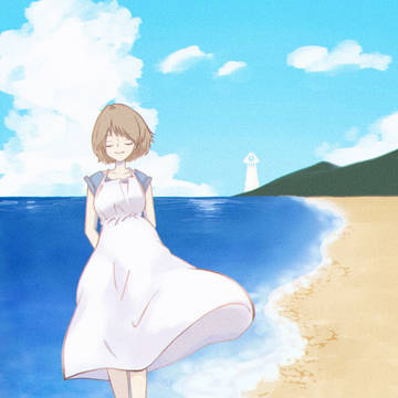 夏の海辺を歩く