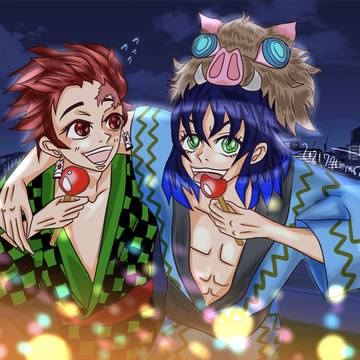 夏祭り！炭治郎と伊之助！
