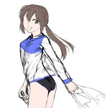 極健全な水泳女子　ラフ