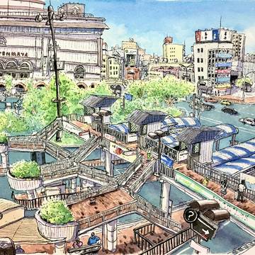 駅前バスロータリー