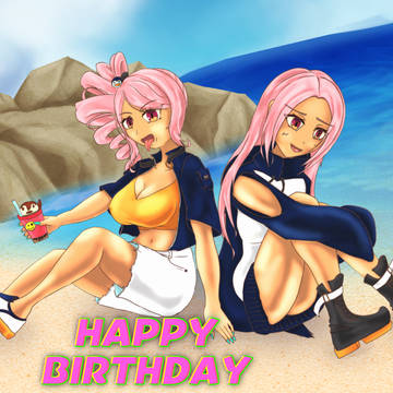 りりとりりぴょんの誕生日イラスト