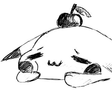 ピカチュウの上にリンゴ🍎