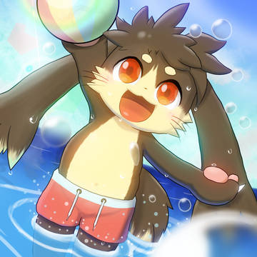 雪翔くんと海で泡遊び