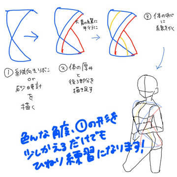ひねりポーズの描き方【イラスト講座】【体の描き方】