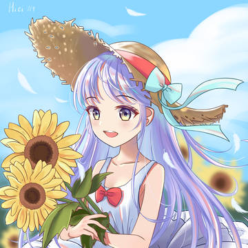向日葵と女の子