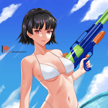 Makoto Niijima with Gun