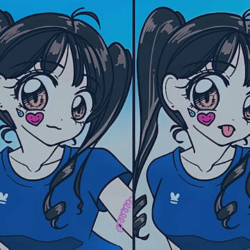 顔にシールを付けた少女