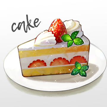 ショートケーキとミント