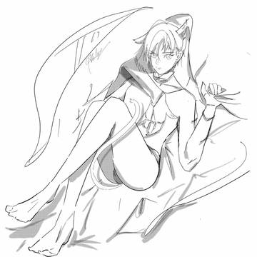 創作キャラBL一コマイラストにゃんこ落書き!