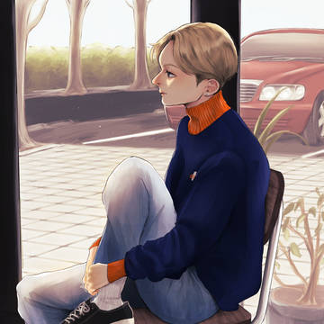黄昏の窓際