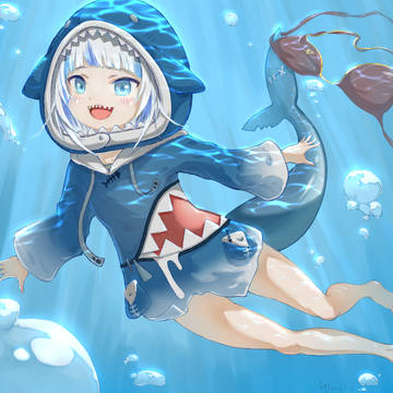 Gura in the sea ... with Marin?