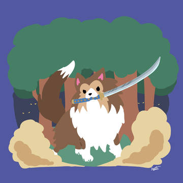 シェルティ×日本刀