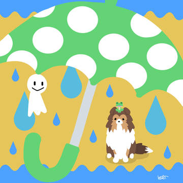 シェルティ×カエル