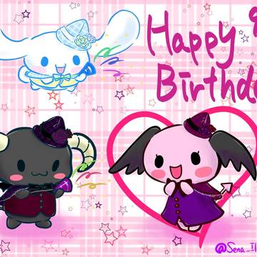 チェリーお誕生日お祝いイラスト