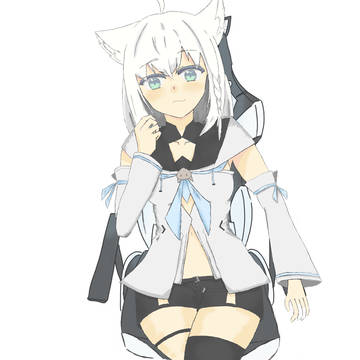 椅子に座る白上フブキ