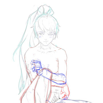 去年描いた響さん（大人バージョン）と練習