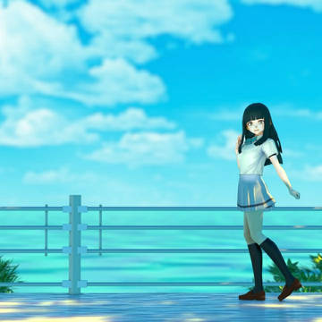 [School girl beside the sea]