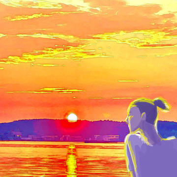 海と夕日