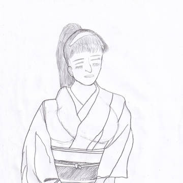 正座する着物女性