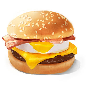 月見バーガー　写真模写