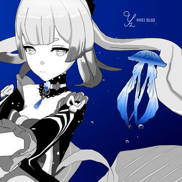 珊瑚宮心海【モノクロ+カラー】