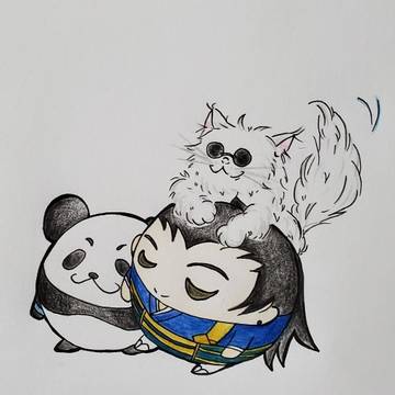 五猫とふわころ夏(ふわころﾊﾟﾝﾀﾞを添えて)