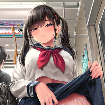 電車でたくし上げJKさん