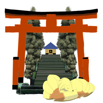 キュウコンと鳥居