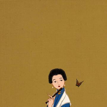观蝶仕女