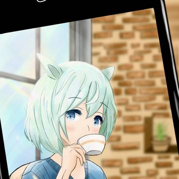 朝カフェでの一枚　セイウンスカイ