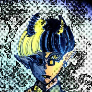 黄色と黒のハーフカラー悪魔