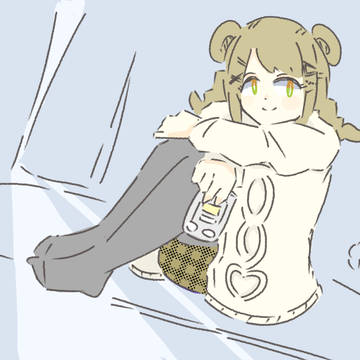 深夜、ベッドのうえ、体育座り、お酒片手に。