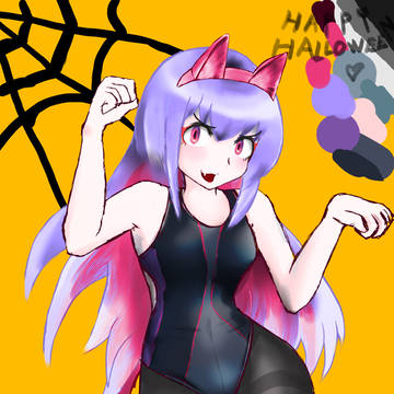 ハッピーハロウィン競泳水着黒タイツ変態仮装高身長後輩概念、他