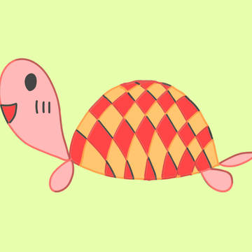 赤とかピンクのカメのイラスト