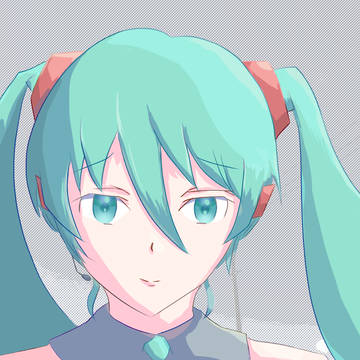 困った顔で優しく微笑む初音ミク