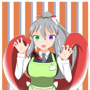 代理キャラのエプロン姿