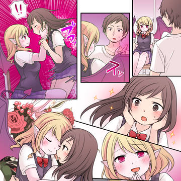 サキュバスの女子高生と男性(TS百合)
