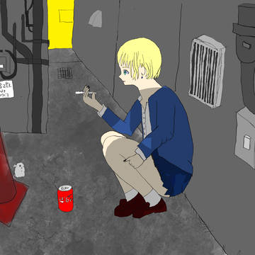 路地裏でタバコ