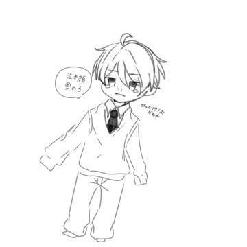 服が大きくて泣いてる男の子