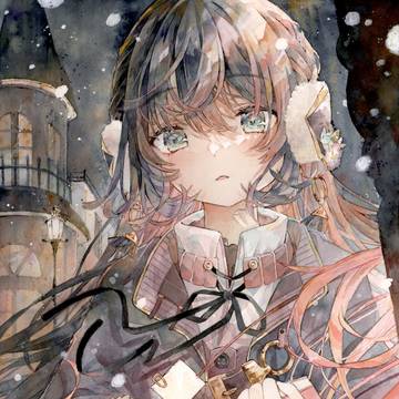 透明水彩＊雪の降る街