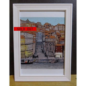 SOLD OUT 額付き絵「ポルトガルの街並み」」お買い上げ頂き