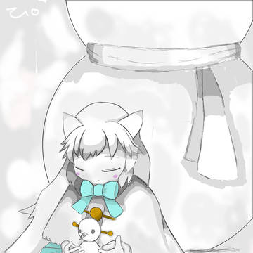 キツネと雪だるま