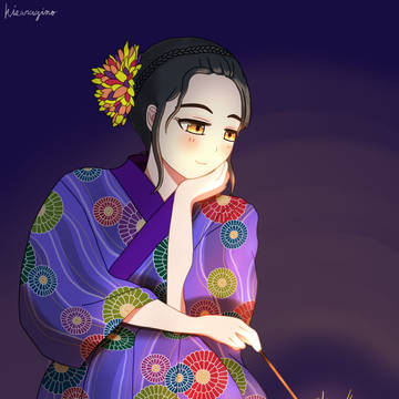 浴衣と花火