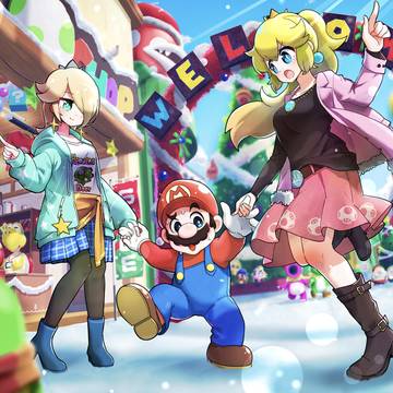 クリスマスの街のマリオたち