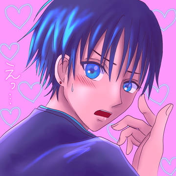 イケメン男子の振り向き顔