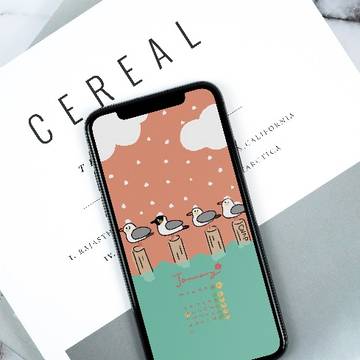 カレンダー壁紙【1月・ユリカモメ】