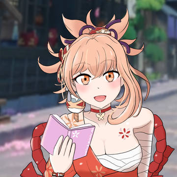 Yoimiya telling a review